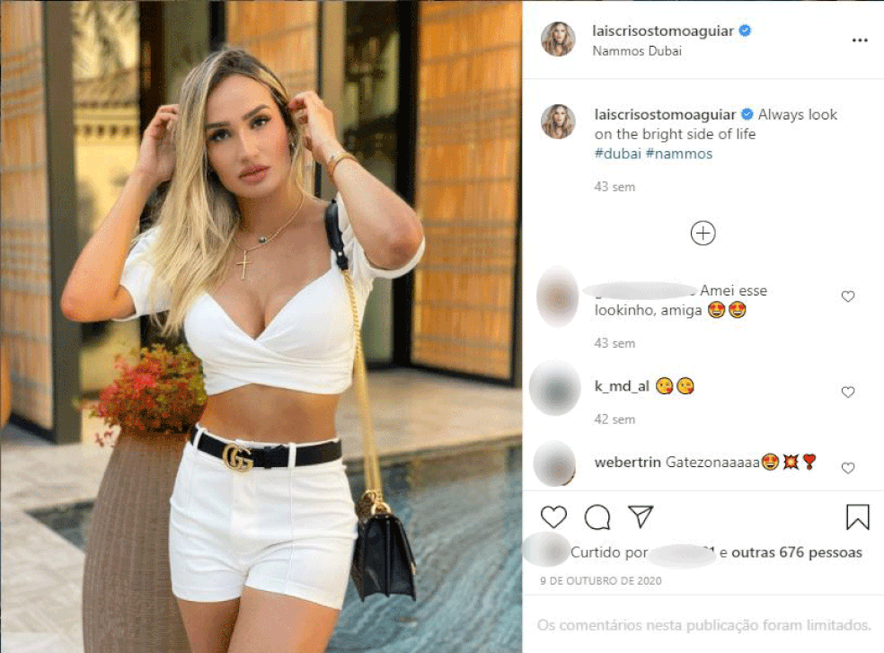 Laís Crisóstomo Aguiar costumava postar fotos de suas viagens a Dubai em seu Instagram, onde se apresenta como influenciadora digital — Foto: Reprodução/Arquivo pessoal